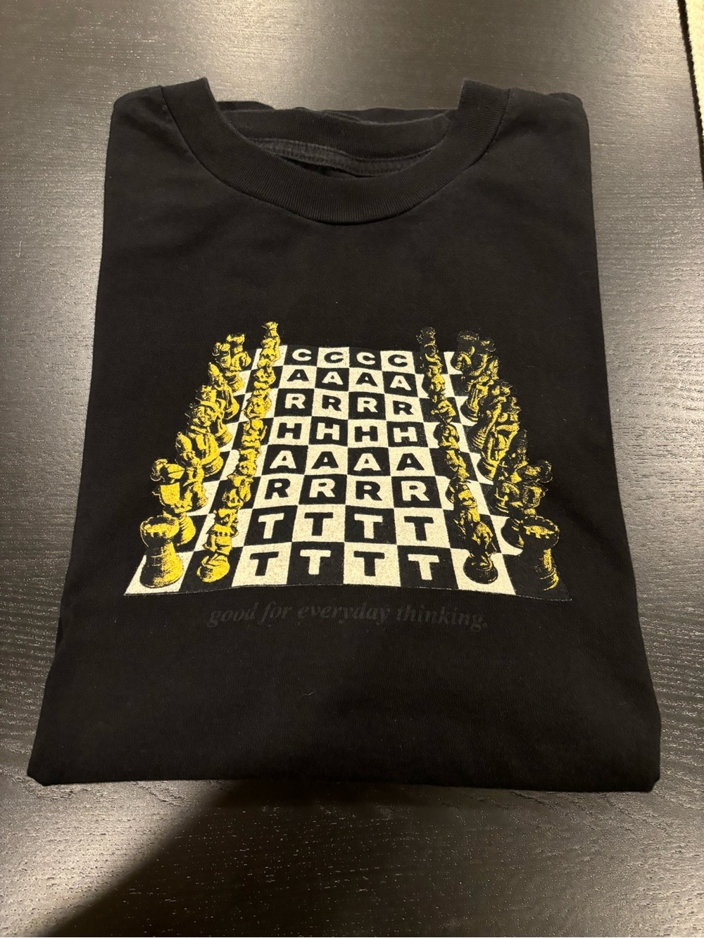 Carhartt WIP Chessboard Graphic Short Sleeve Tee Shirt Black White Gold Mens L